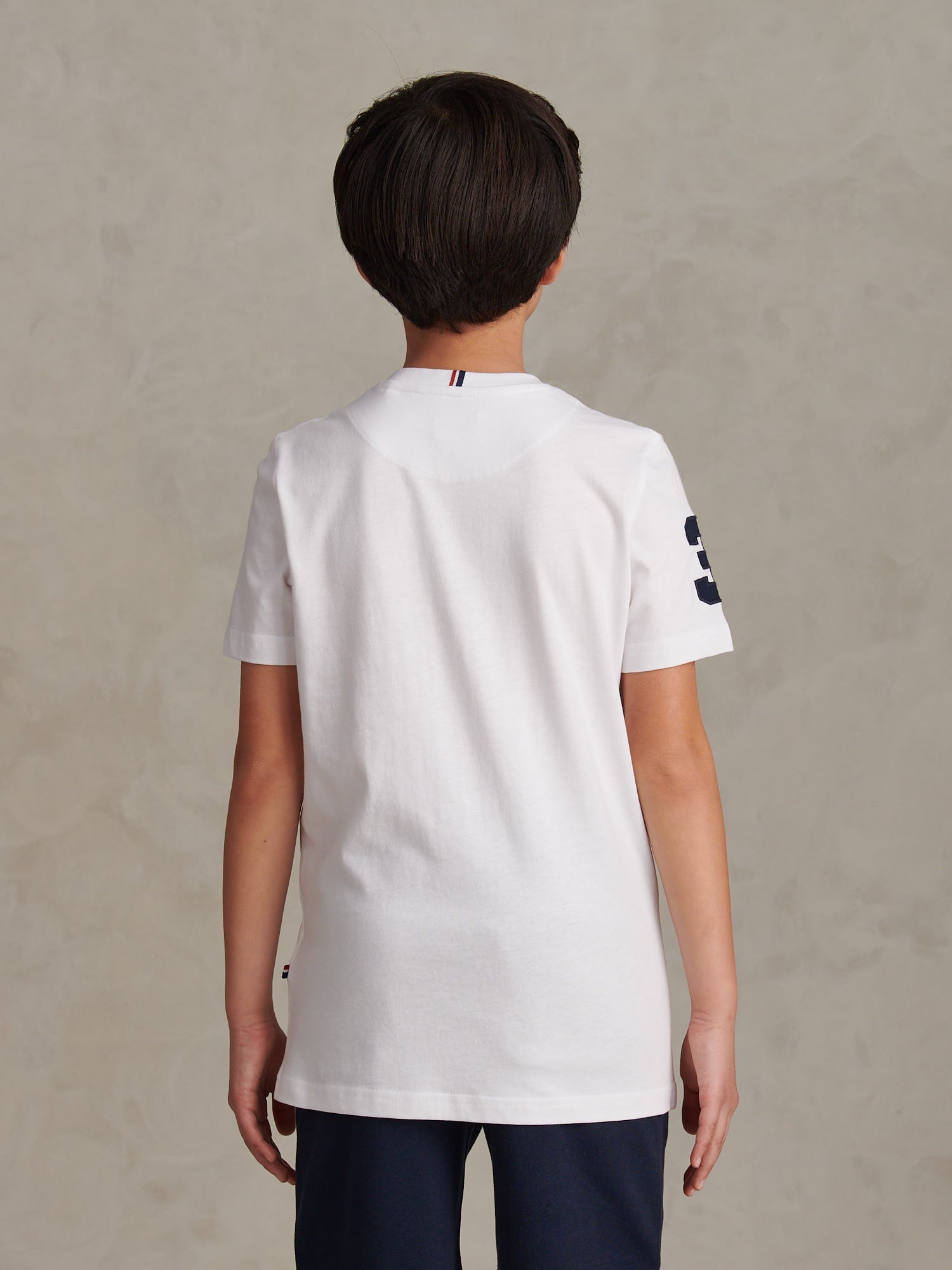 Boys Player 3 T-Shirt in White / Dark Sapphire Navy DHM