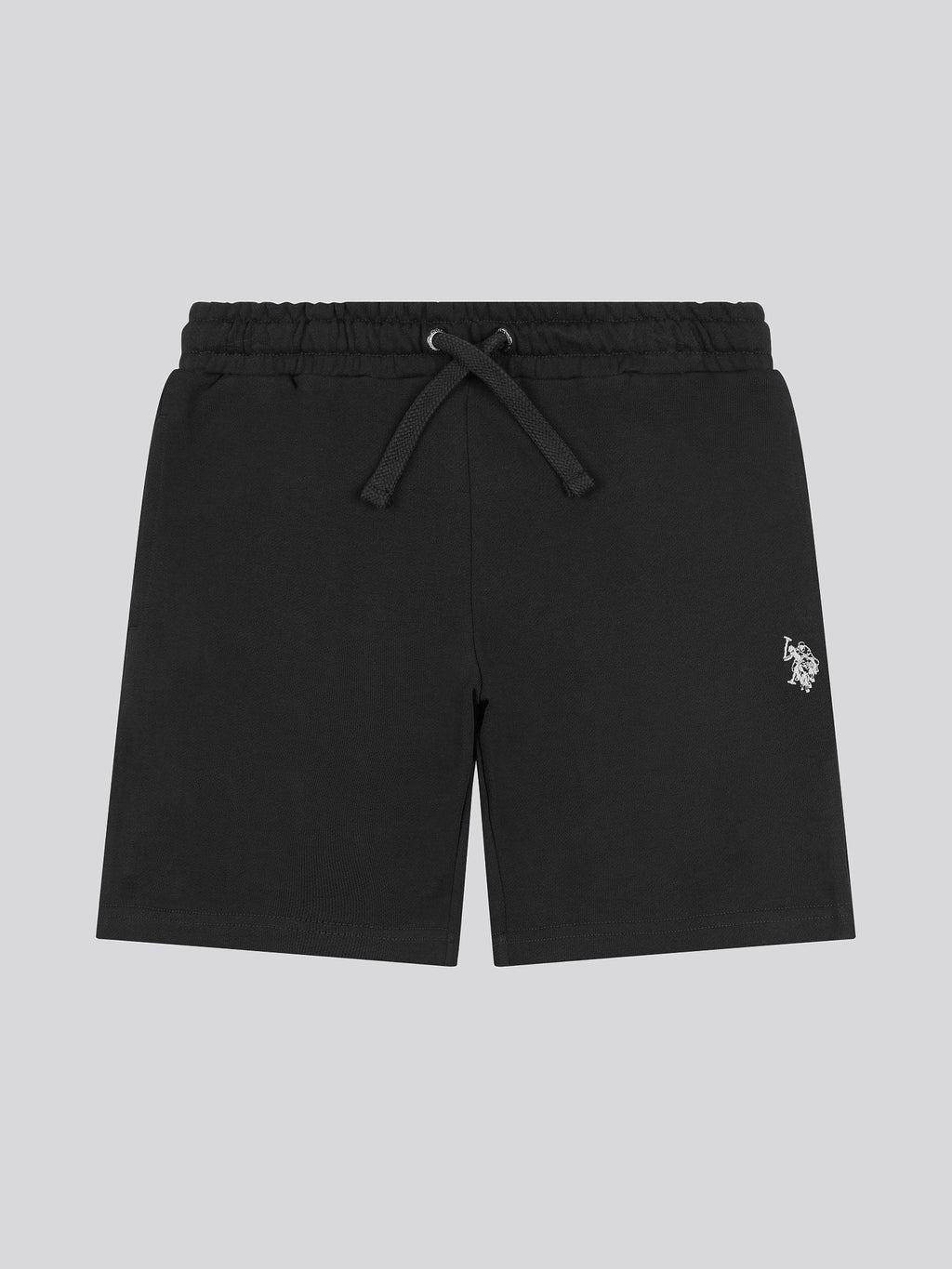 Boys Double Horsemen Sweat Short in Black Bright White DHM