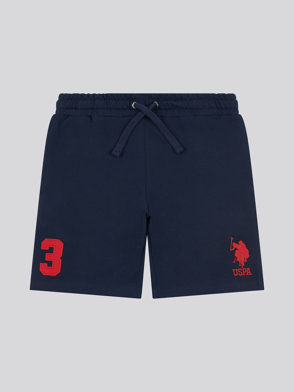 Boys Player 3 Sweat Short in Dark Sapphire Navy / Haute Red DHM