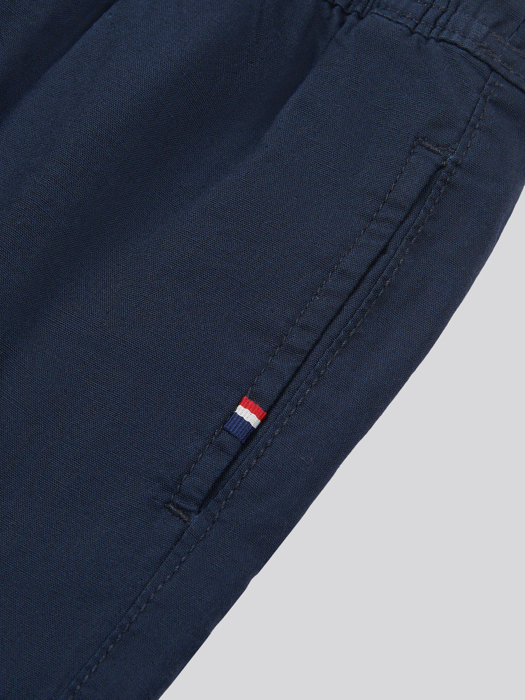 Boys Cotton Linen Deck Short in Dark Sapphire Navy