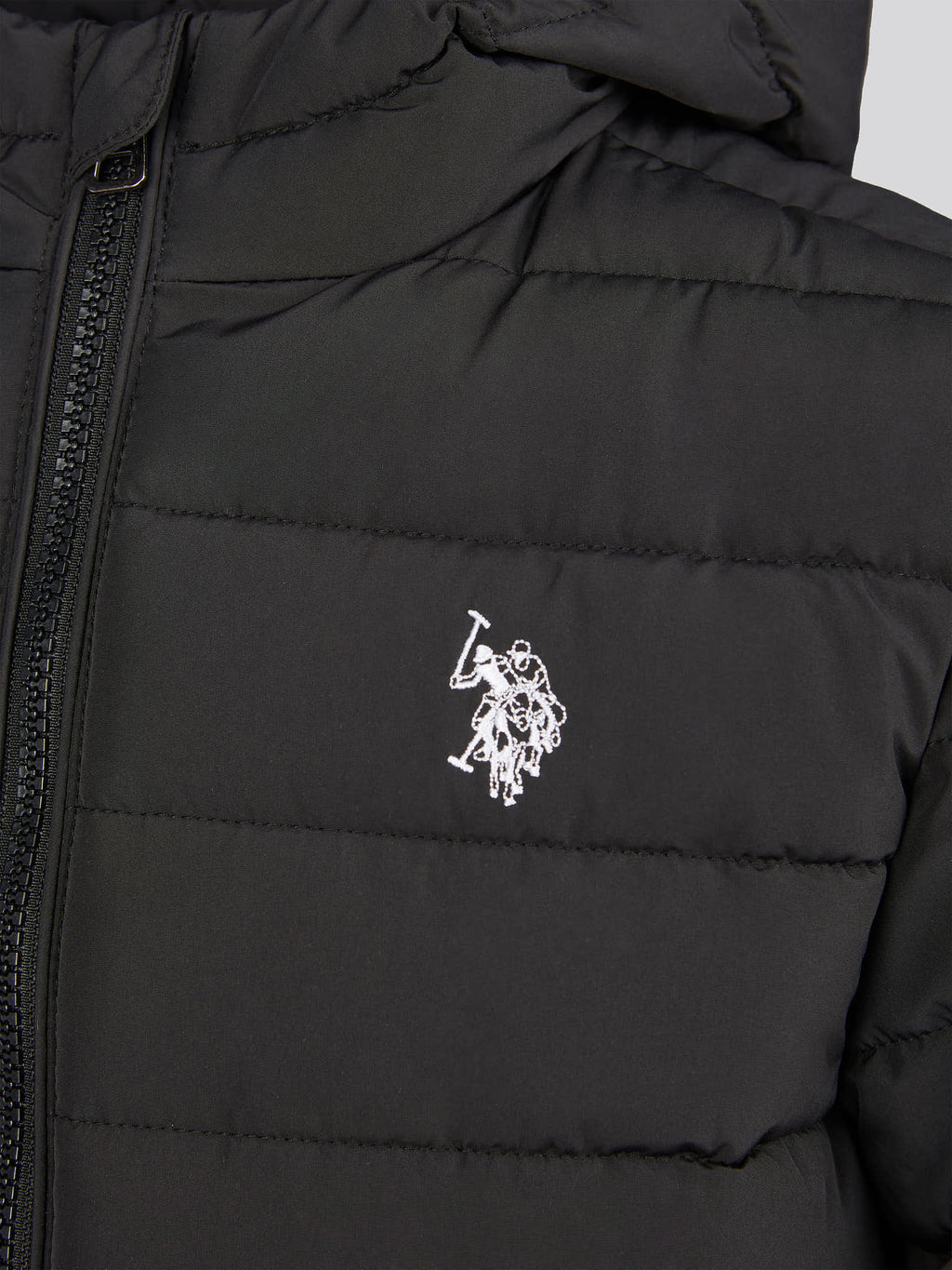 Boys Lightweight Quilt Hooded Puffer Jacket in Black