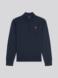 Boys Knitted Funnel Neck in Dark Sapphire Navy / Haute Red DHM