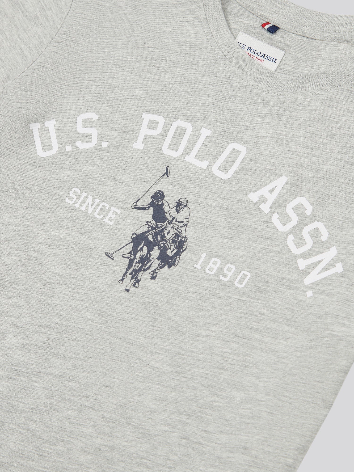 Boys Signature Arch Print T-Shirt in Mid Grey Marl