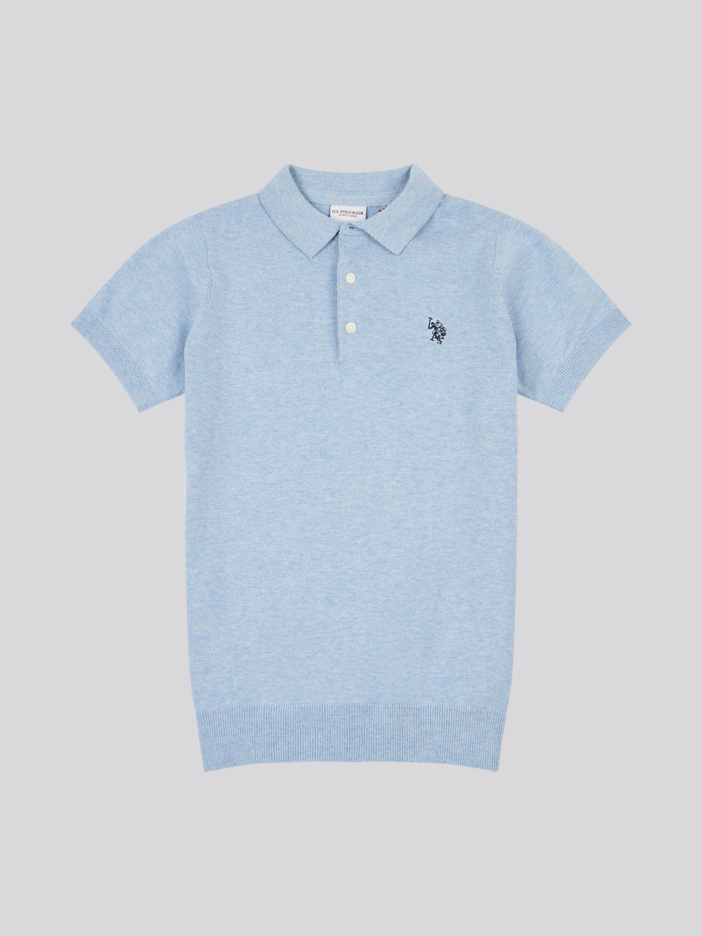 Boys Combed Cotton Polo Shirt in Parisian Blue Marl