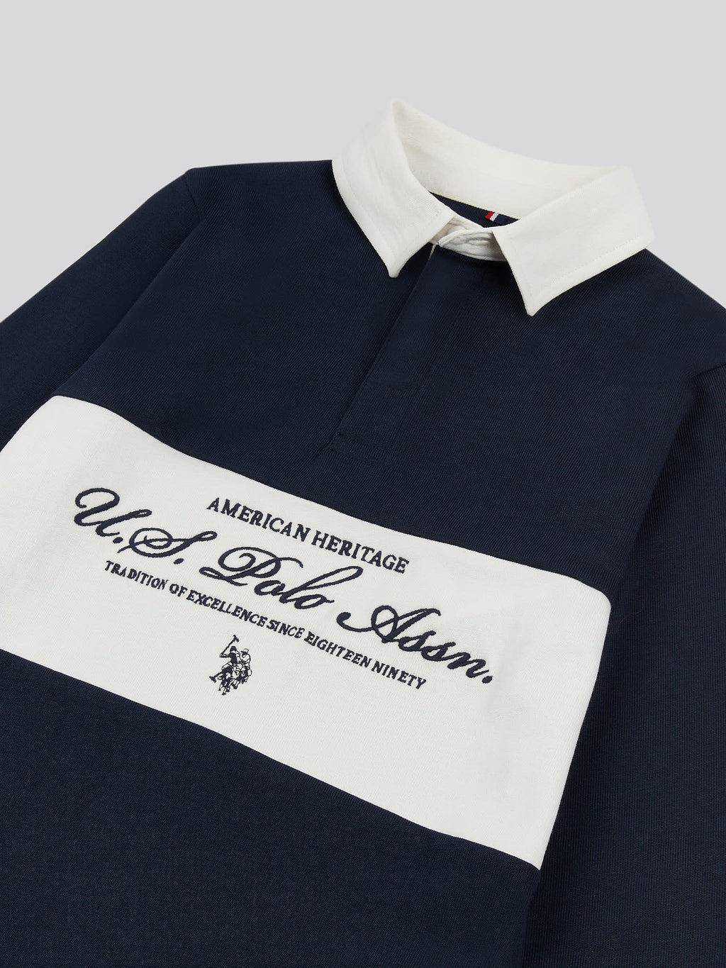 Boys Premium Embroidery Rugby Shirt in Dark Sapphire Navy
