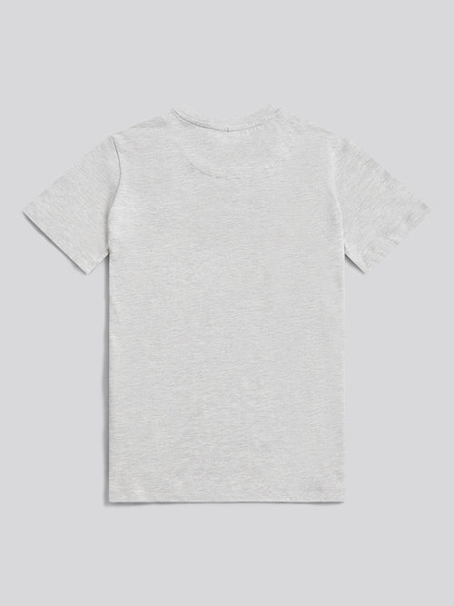 Boys Double Horsemen Graphic T-Shirt in Mid Grey Marl
