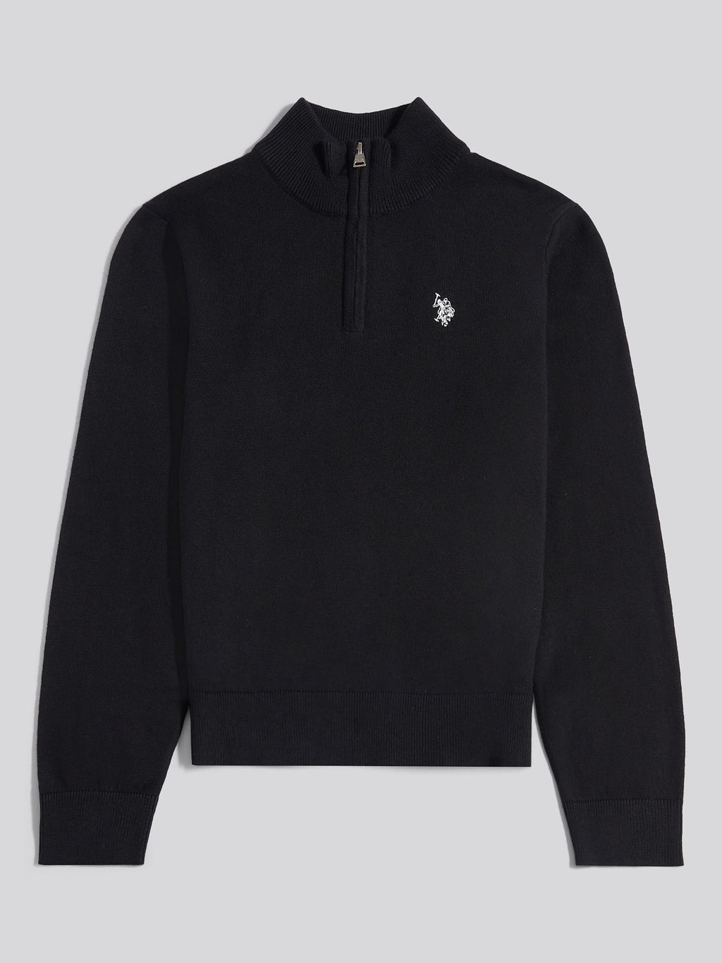Boys Knitted Cotton Rich 1/4 Zip Black Bright White DHM