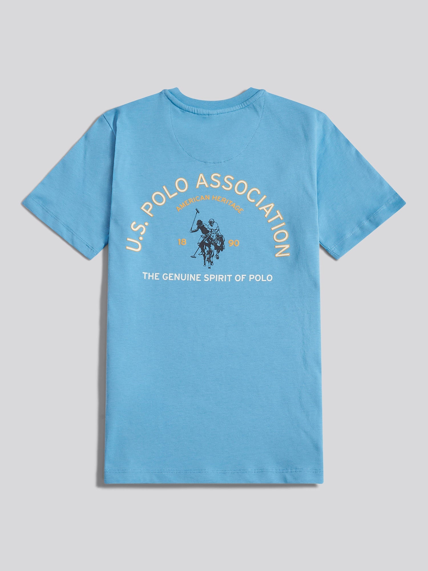 Boys Front Back Print Graphic T-Shirt in Heritage Blue