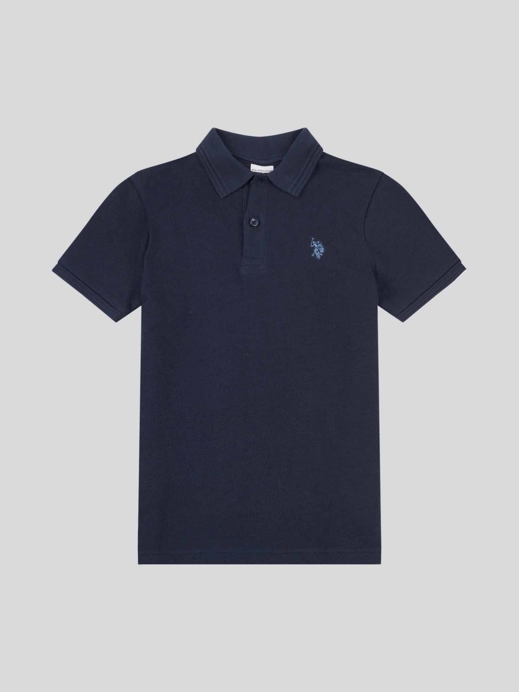 Boys Texture Terry Polo Shirt in Dark Sapphire Navy / Moonlight Blue DHM