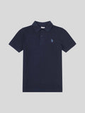 Boys Texture Terry Polo Shirt in Dark Sapphire Navy / Moonlight Blue DHM