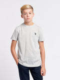Boys Texture Double Horsemen T-Shirt Mid Grey Marl