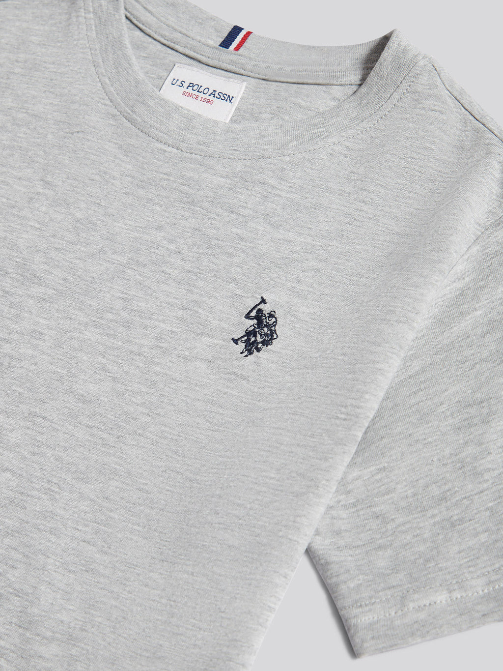 Boys Texture Double Horsemen T-Shirt Mid Grey Marl
