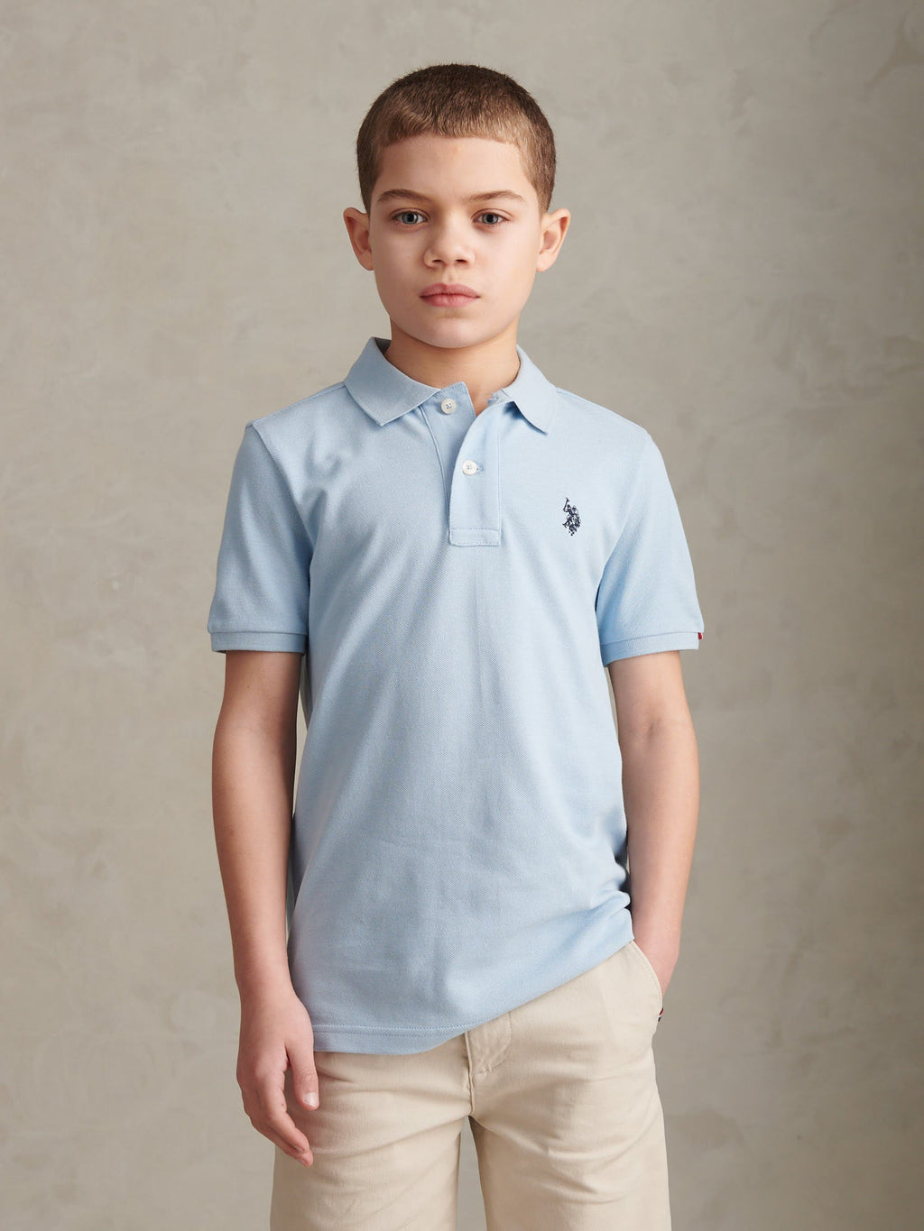 Boys Double Horsemen Polo Shirt Chambray Blue