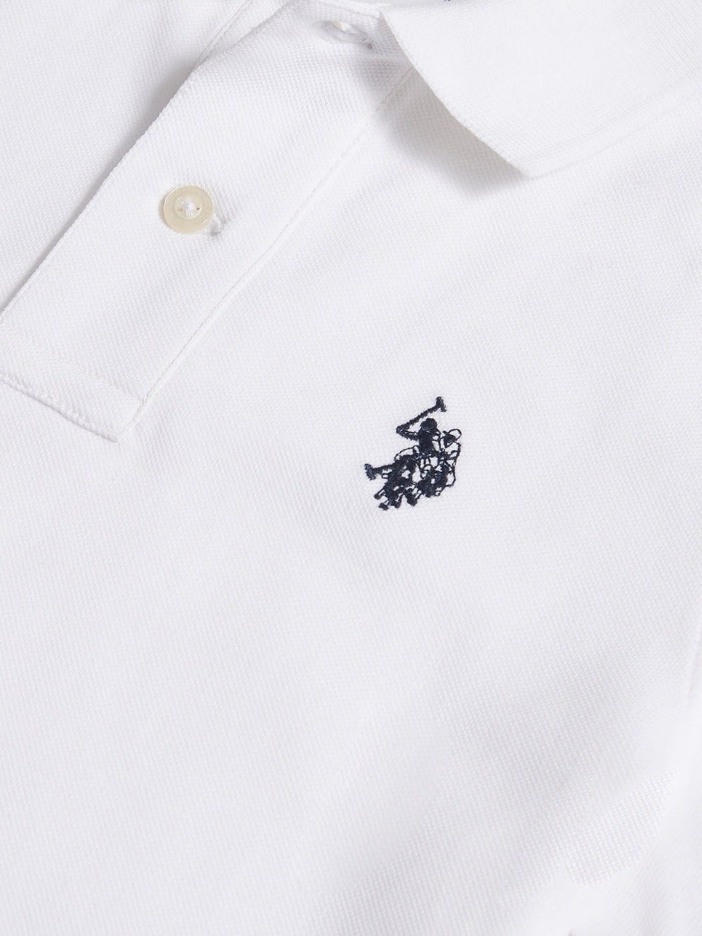 Boys Double Horsemen Polo Shirt White / Dark Sapphire Navy DHM