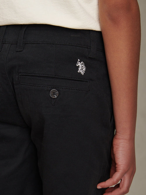 Boys Classic Chino Short Black Bright White DHM