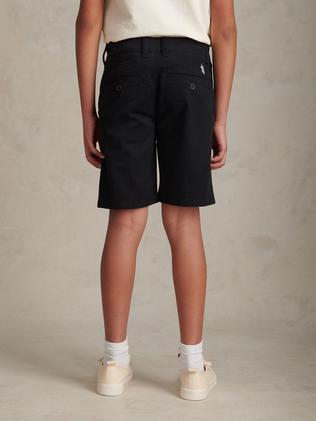 Boys Classic Chino Short Black Bright White DHM