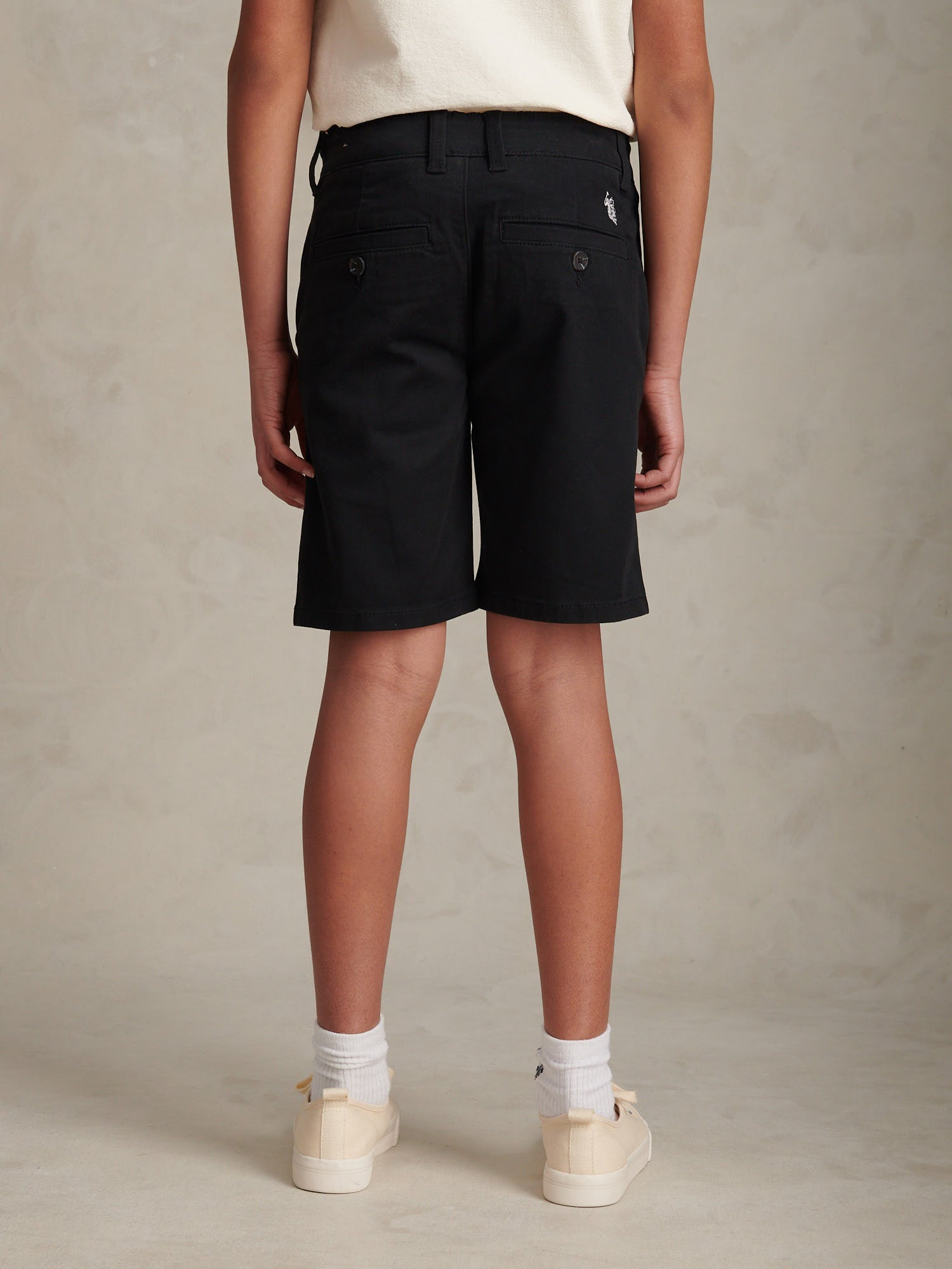 Boys Classic Chino Short Black Bright White DHM
