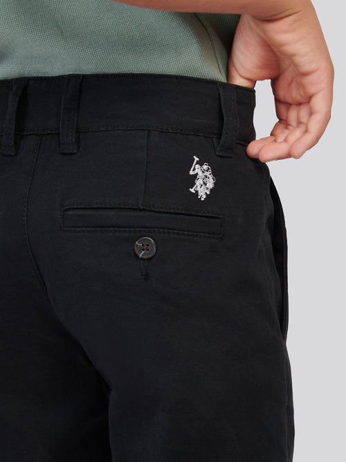Boys Classic Chino in Black Bright White DHM