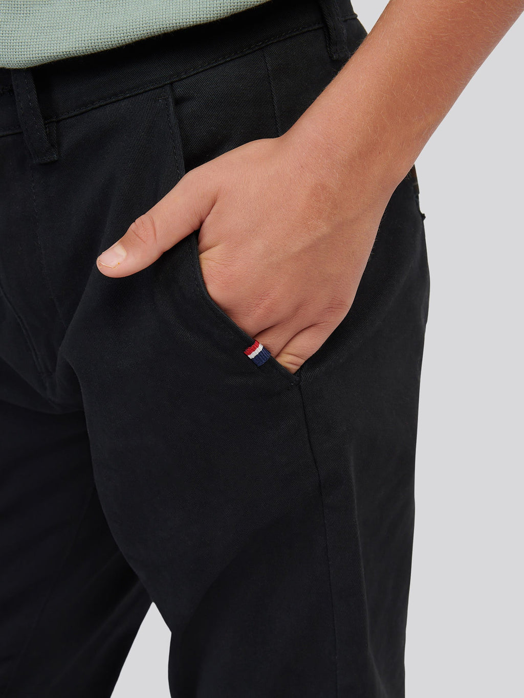 Boys Classic Chino in Black Bright White DHM