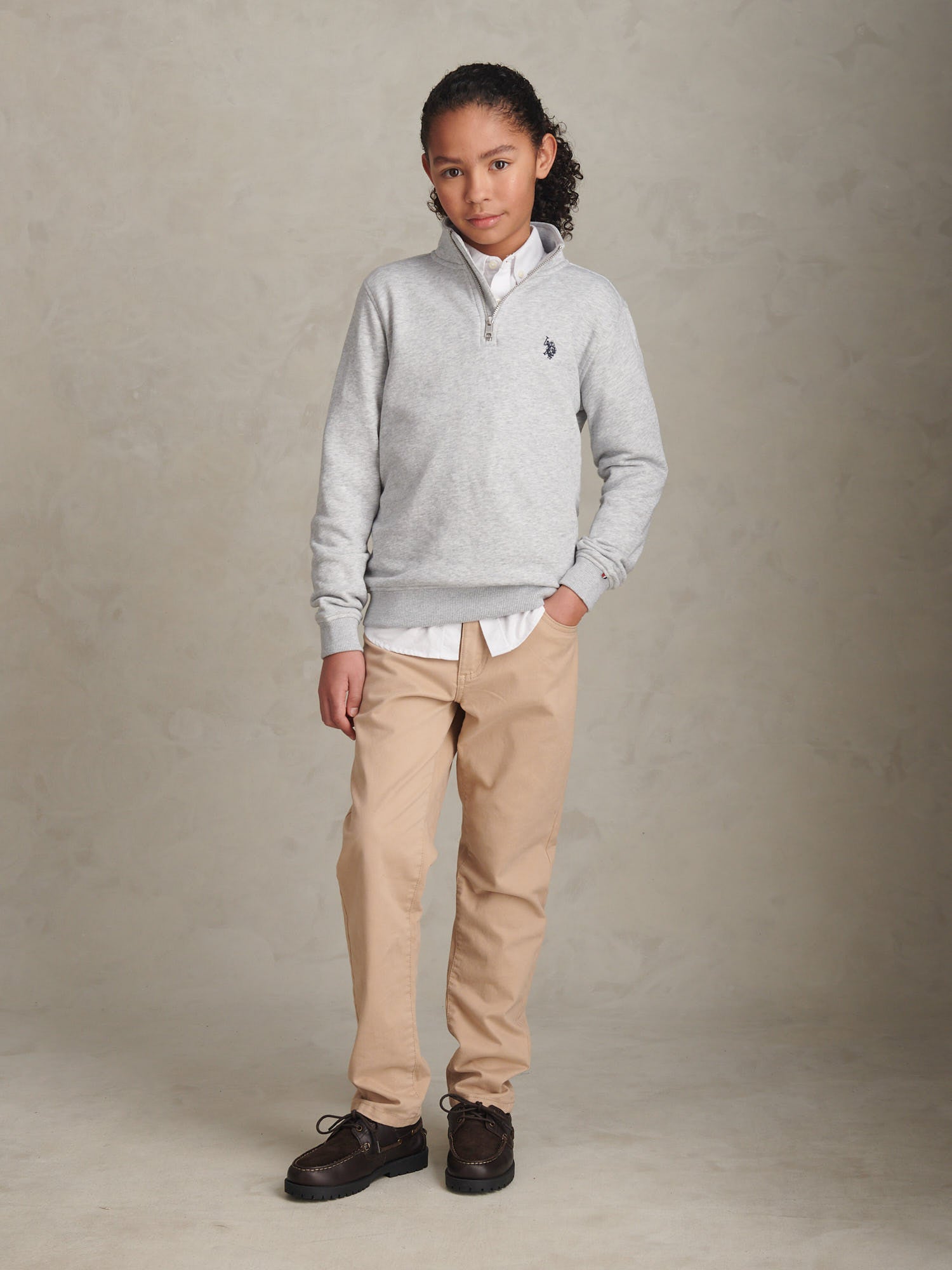Boys Double Horsemen _ Zip Mid Grey Marl