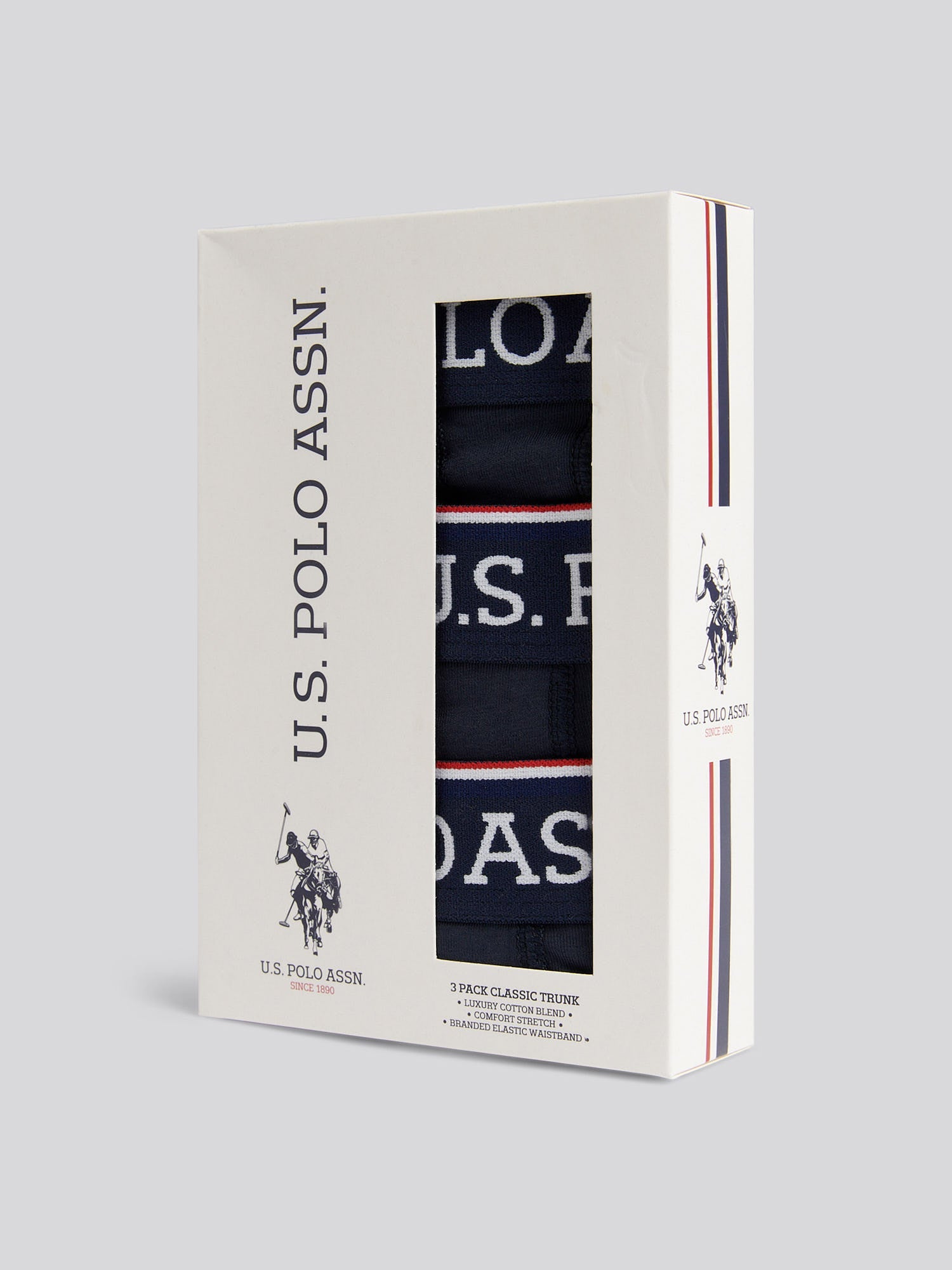 Boys USPA Trunk 3 Pack in Dark Sapphire Navy / White DHM