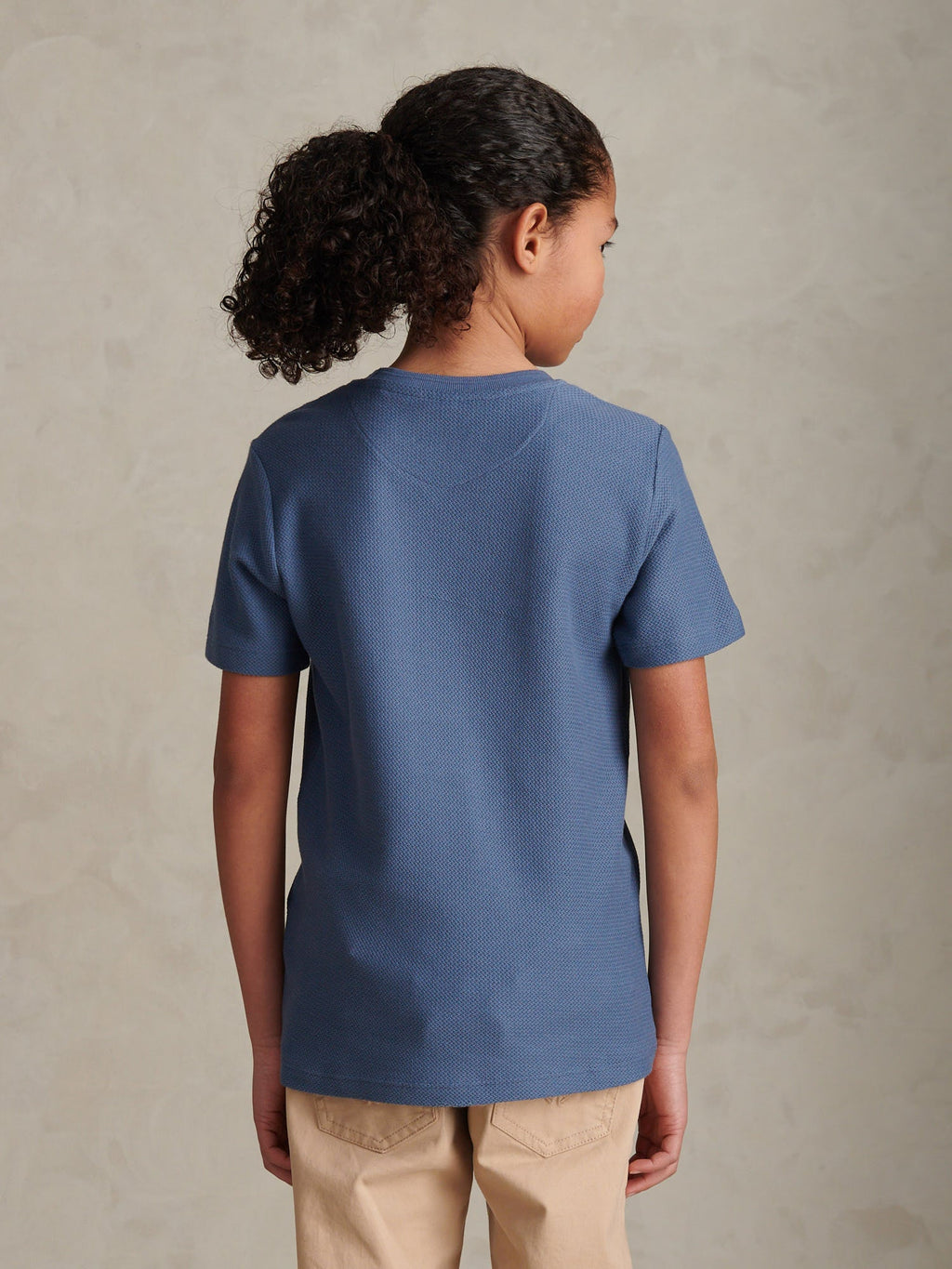 Boys Herringbone Texture T-Shirt in Vintage Indigo