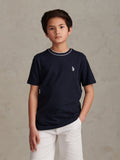 Boys Tipped Pique T-Shirt in Dark Sapphire Navy