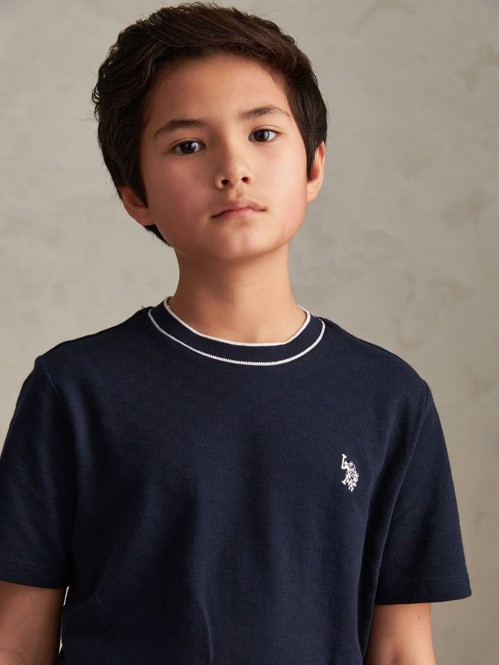 Boys Tipped Pique T-Shirt in Dark Sapphire Navy