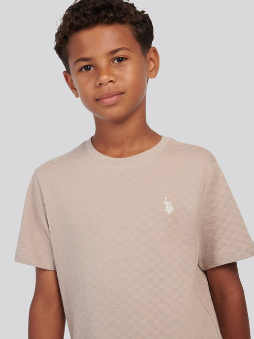 Boys Check Texture T-Shirt, in Atmosphere