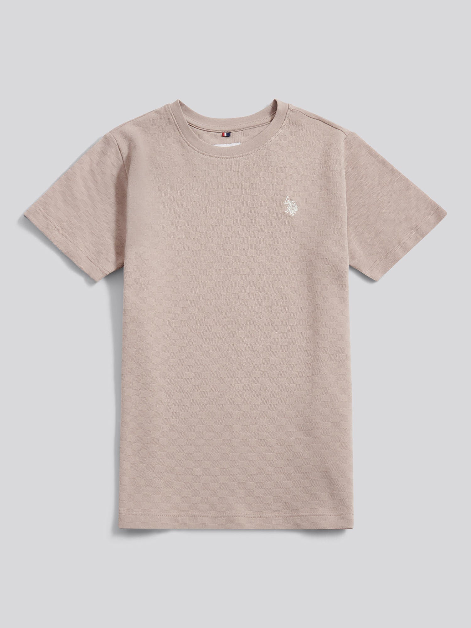 Boys Check Texture T-Shirt, in Atmosphere