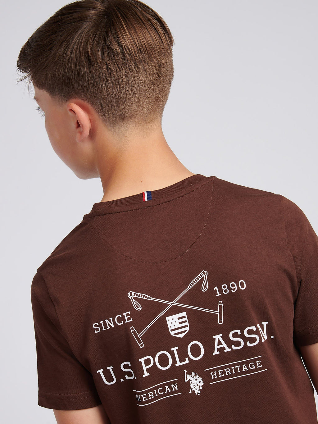 Boys USPA Back Graphic T-Shirt in Chocolate Martini