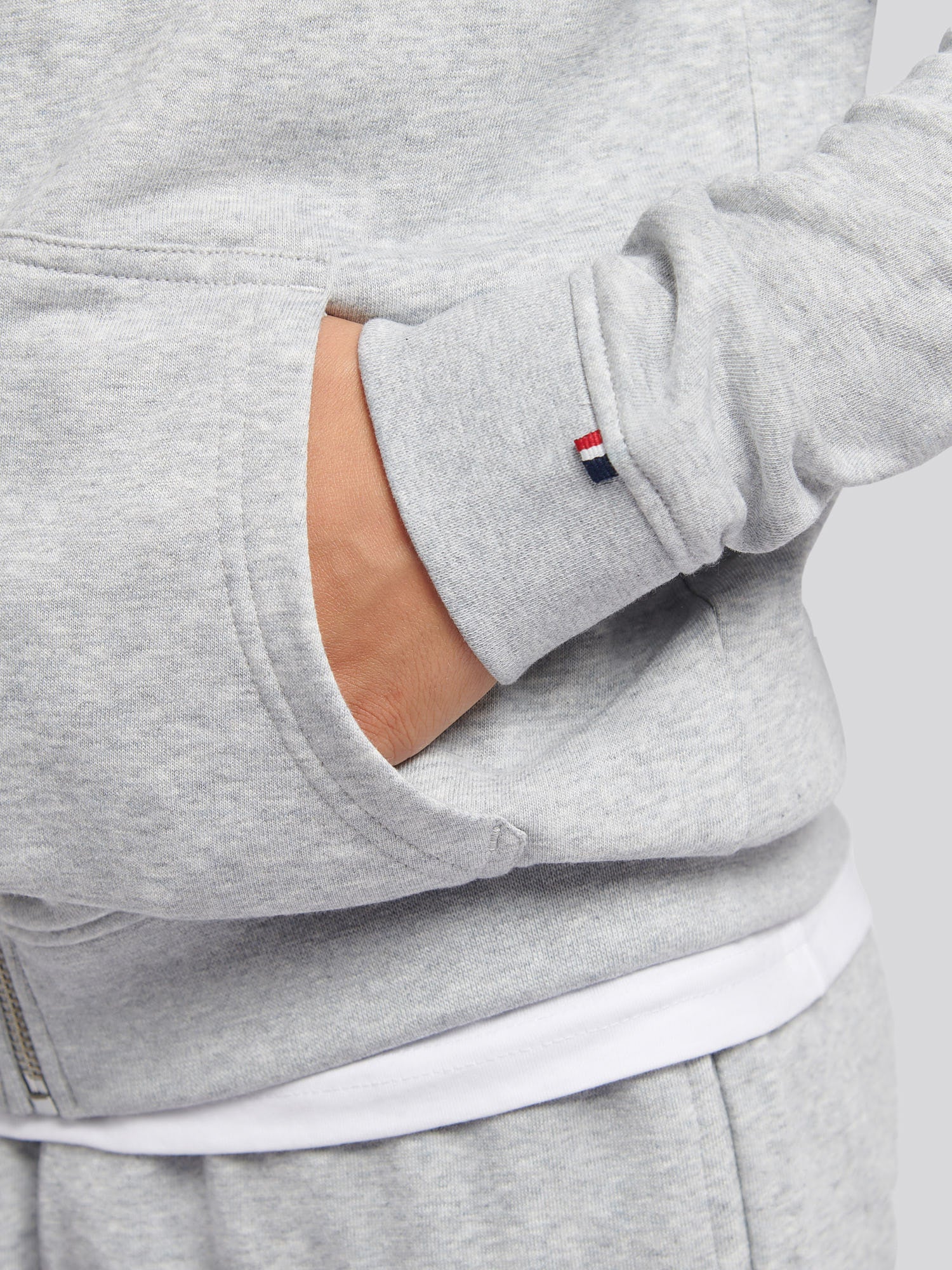 Boys Player 3 Zip Hoodie in Mid Grey Marl