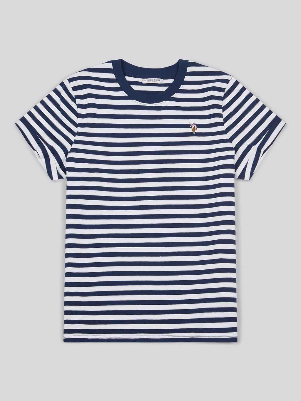 Womens Stripe Crew Neck T-Shirt Navy Iris