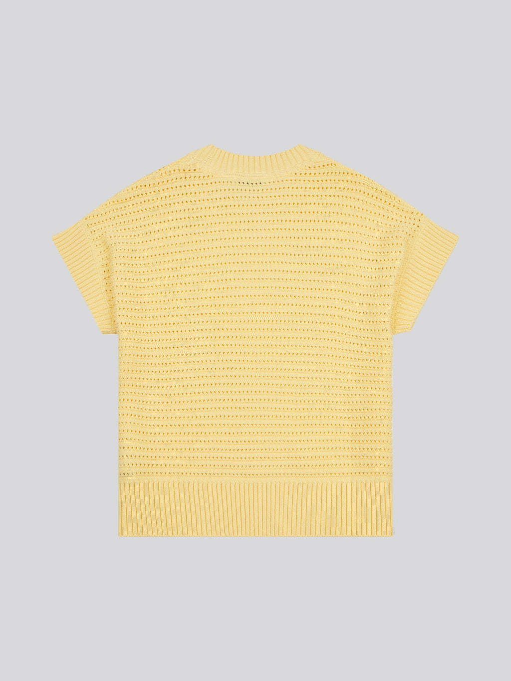 Womens Open Knit Short Sleeve Jumper in Mellow Yellow