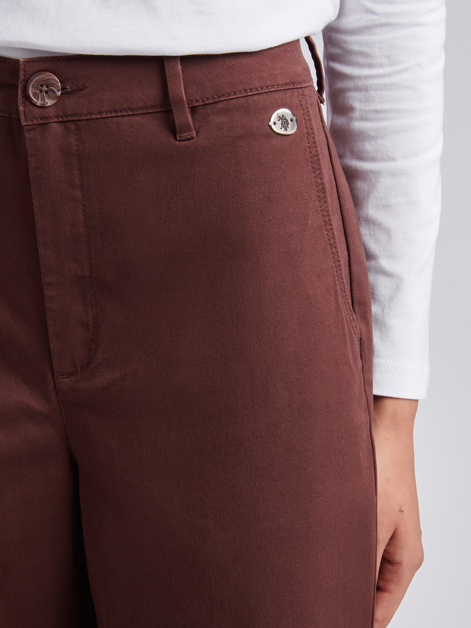 Womens Ankle Wide Leg Chino Trouser in Puce