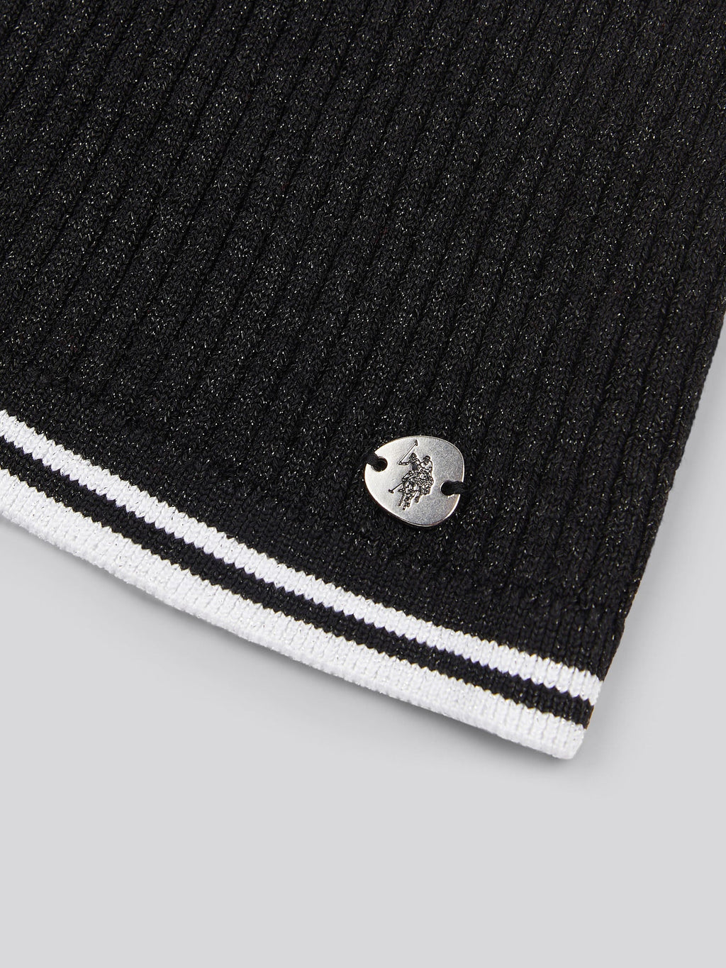 Womens Lurex® Rib Polo Knit in Black