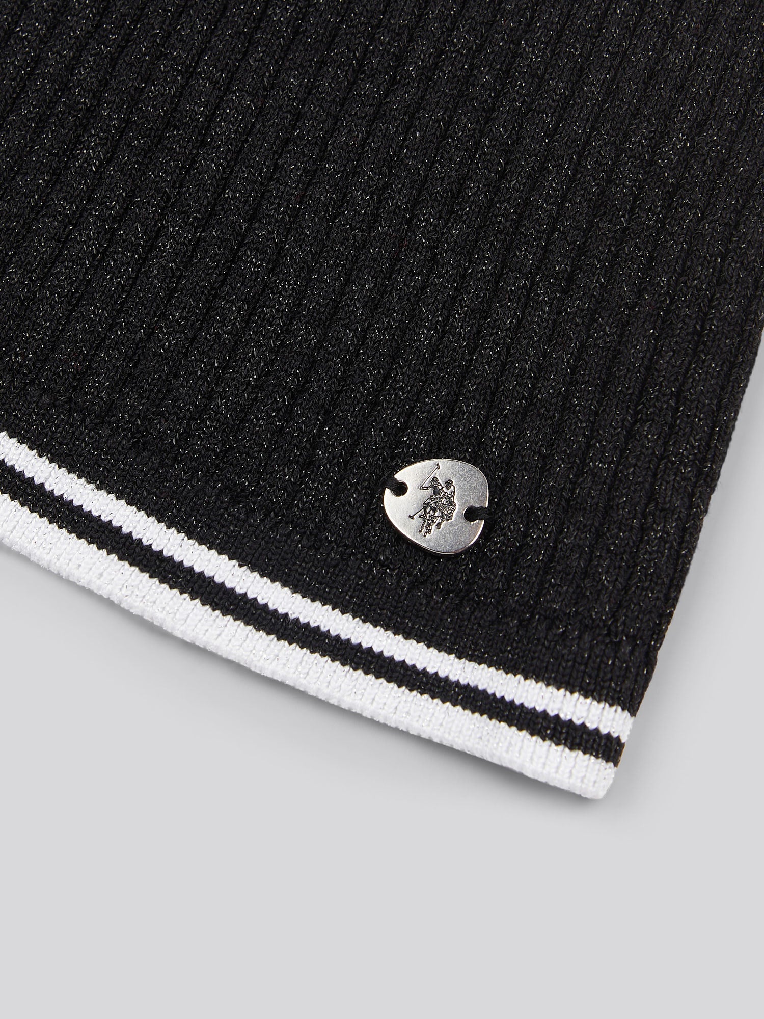 Womens Lurex® Rib Polo Knit in Black