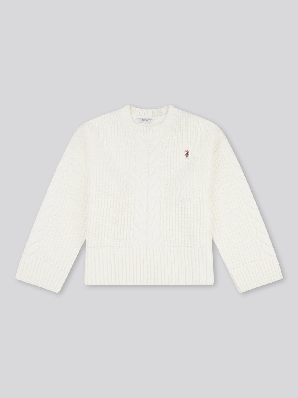 Womens Chunky Central Cable Jumper in Egret