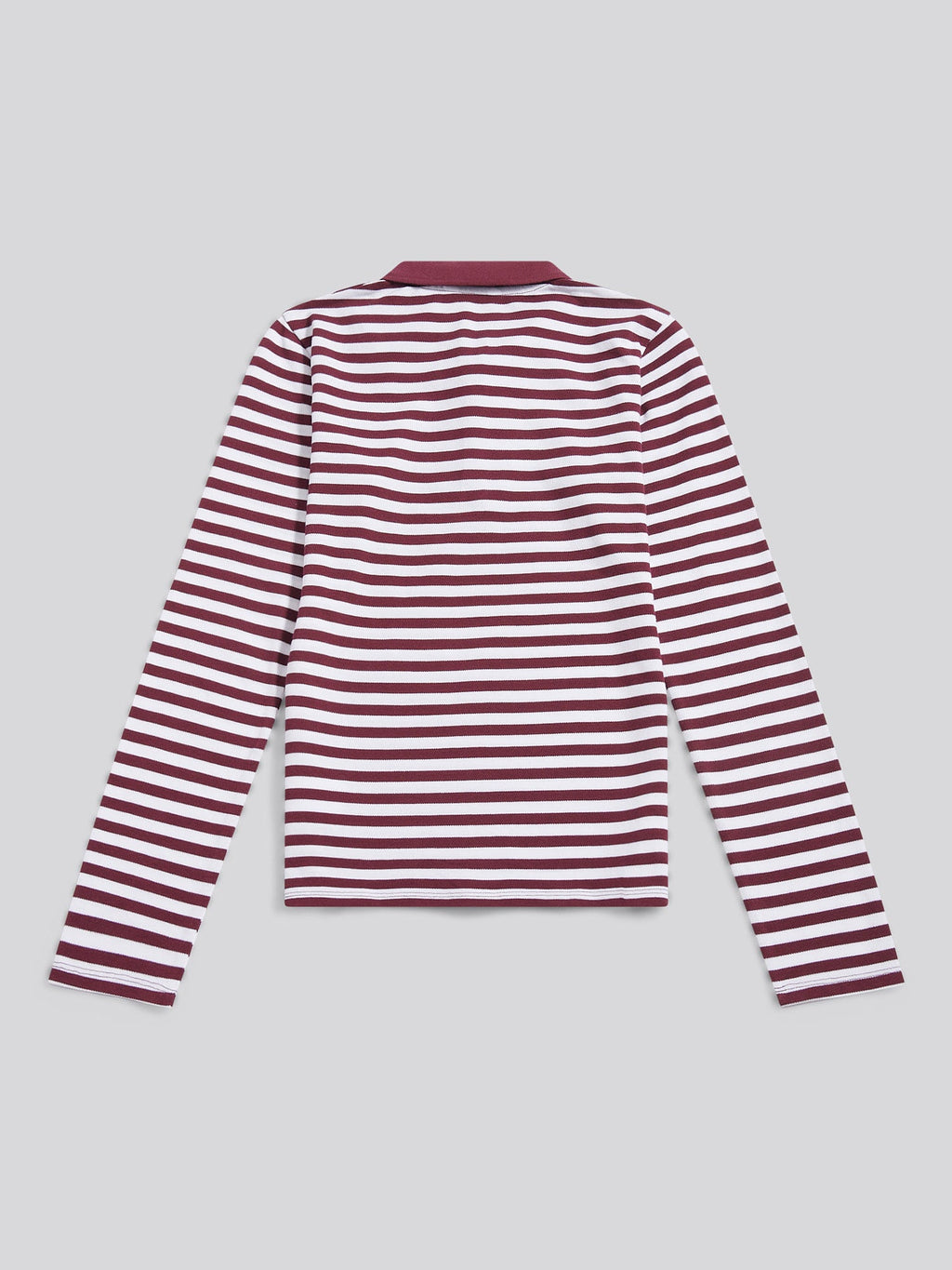 Womens Long Sleeve Stripe Contrast Collar Polo Shirt in Fig