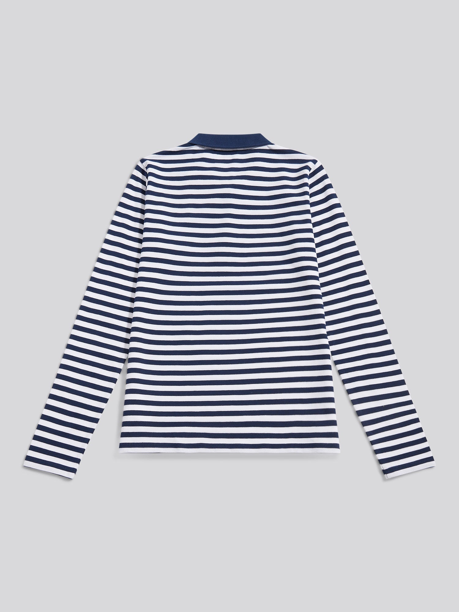 Womens Long Sleeve Stripe Contrast Collar Polo Shirt in Navy Iris