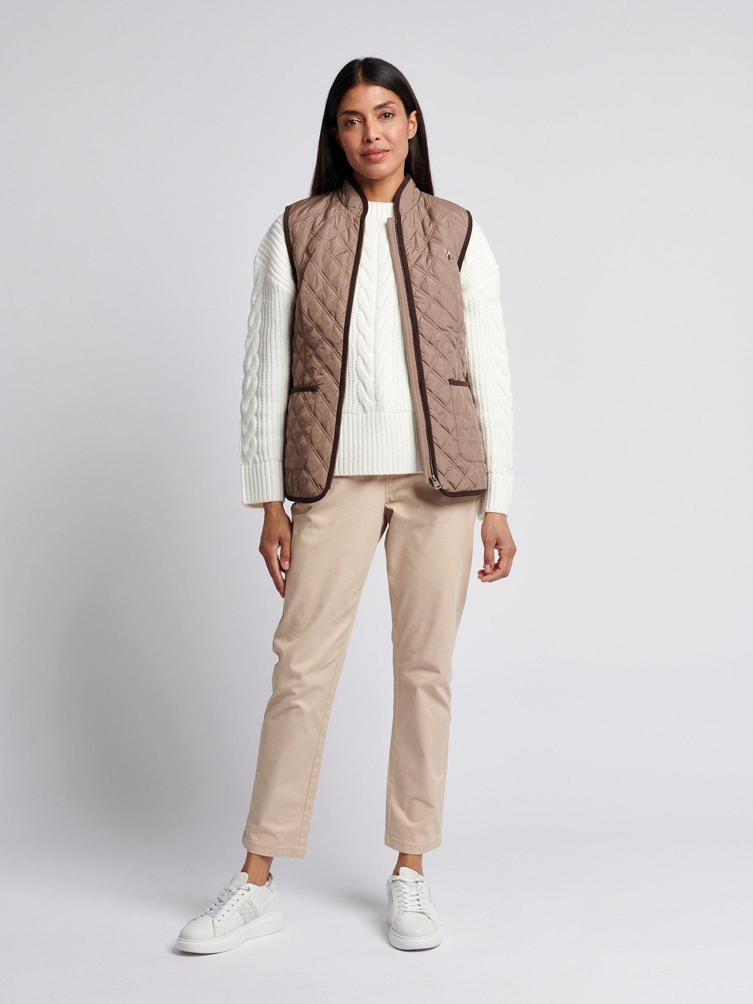 Womens Bound Quilted Hacking Gilet in Leafless Tree