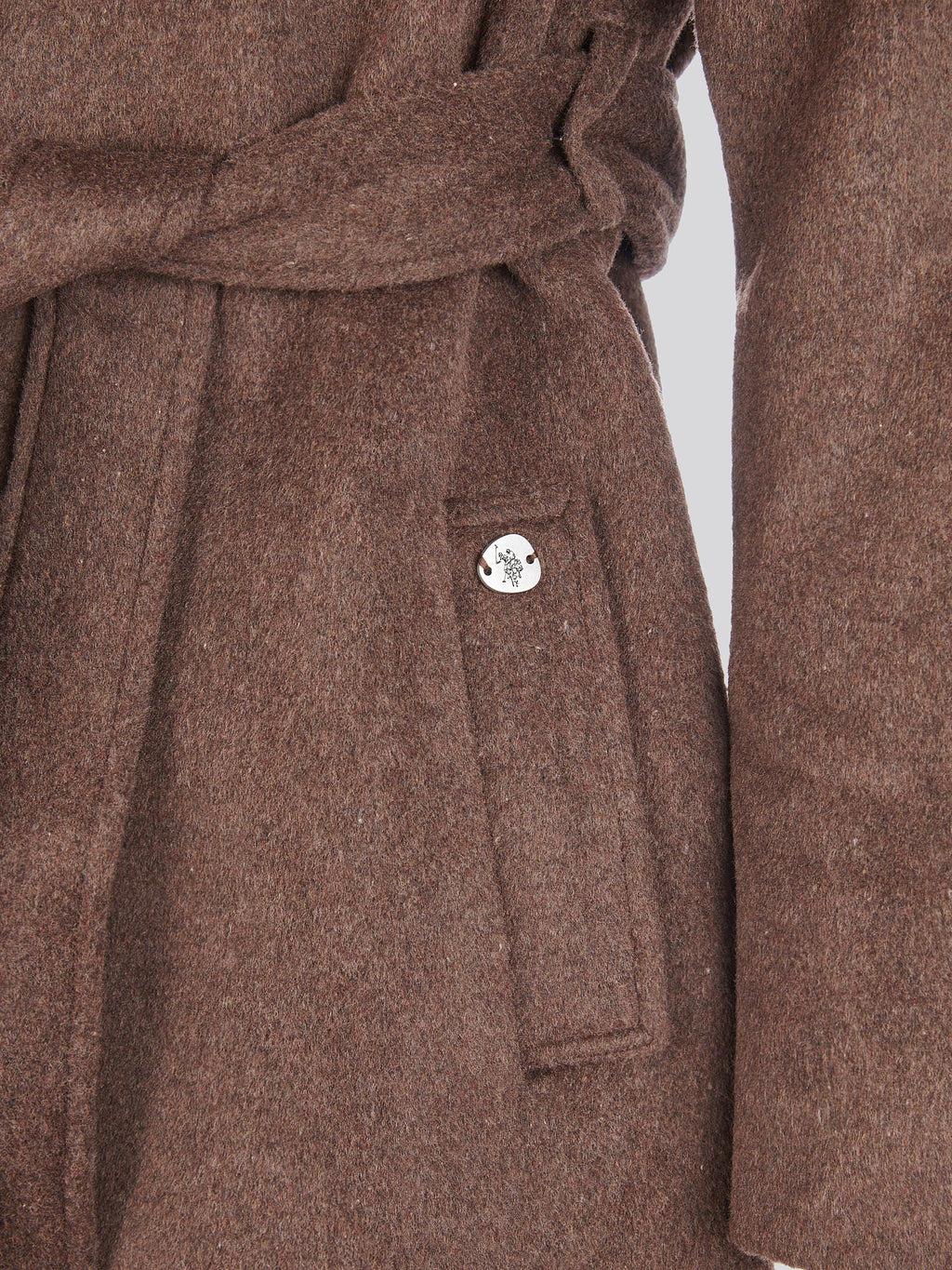 Womens Wool Blend Wrap Belted Coat in Puce