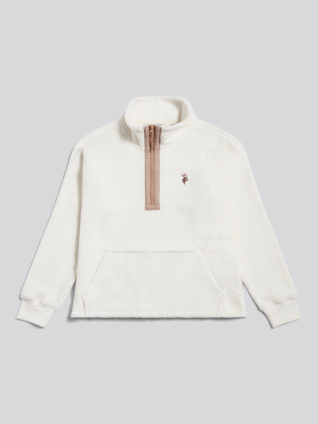 Womens Double Horsemen Borg 1/4 Zip in Marshmallow
