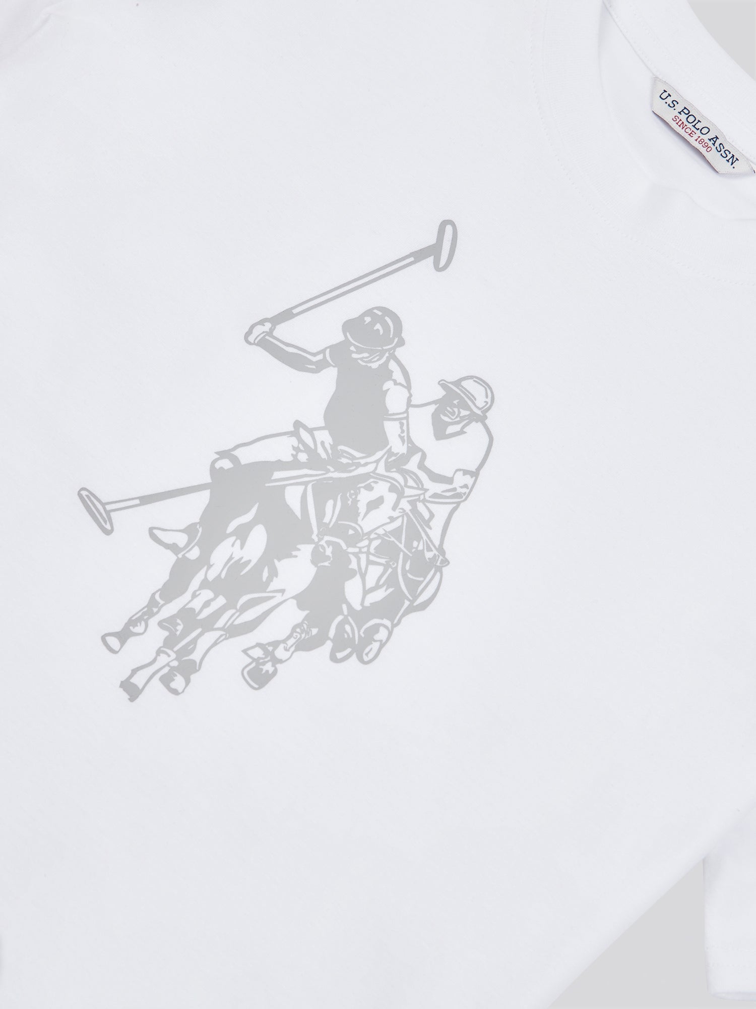 Womens Double Horsemen Print Crew Neck T-Shirt in Bright White