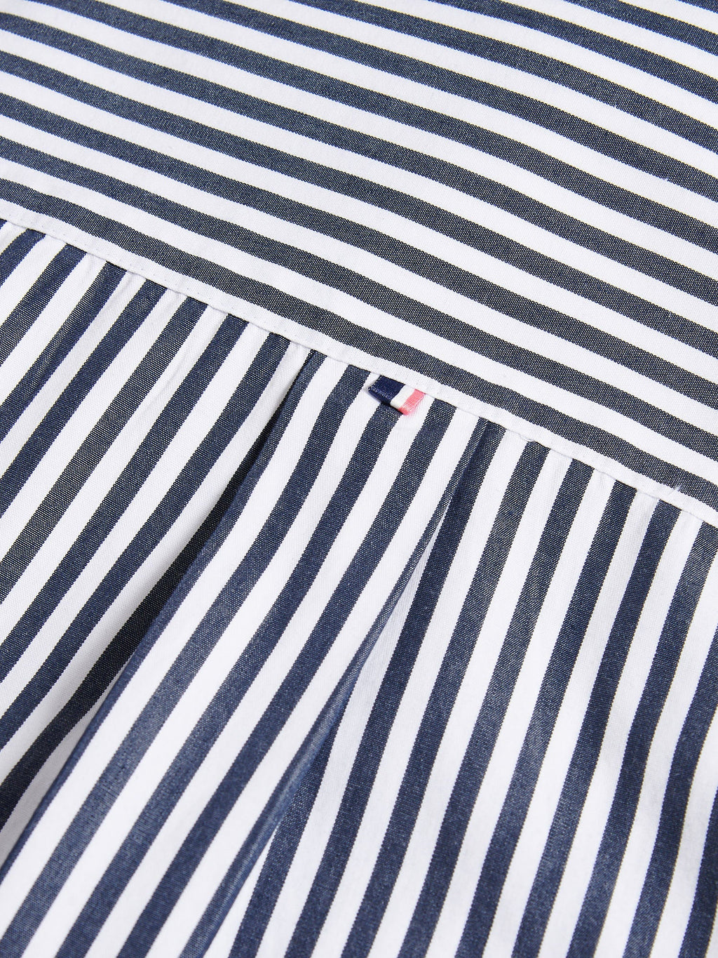 Womens Cotton Poplin Loose Fit Stripe Shirt in Navy Iris