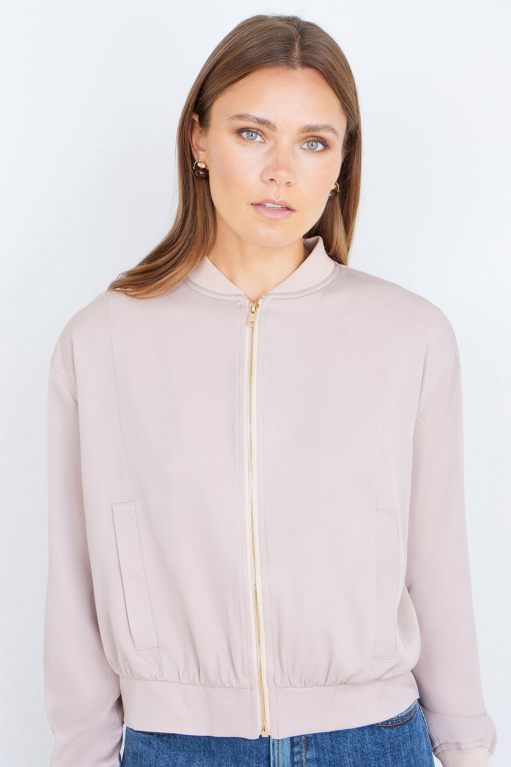 Yumi Stone Relaxed Lightweight Bomber Jacket