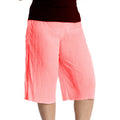 PLAIN CRINKLE PLEATED ELASTIC WAIST CULOTTES / LONG SHORTS