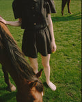 Olivia Linen Shorts  - Black - Made to Order