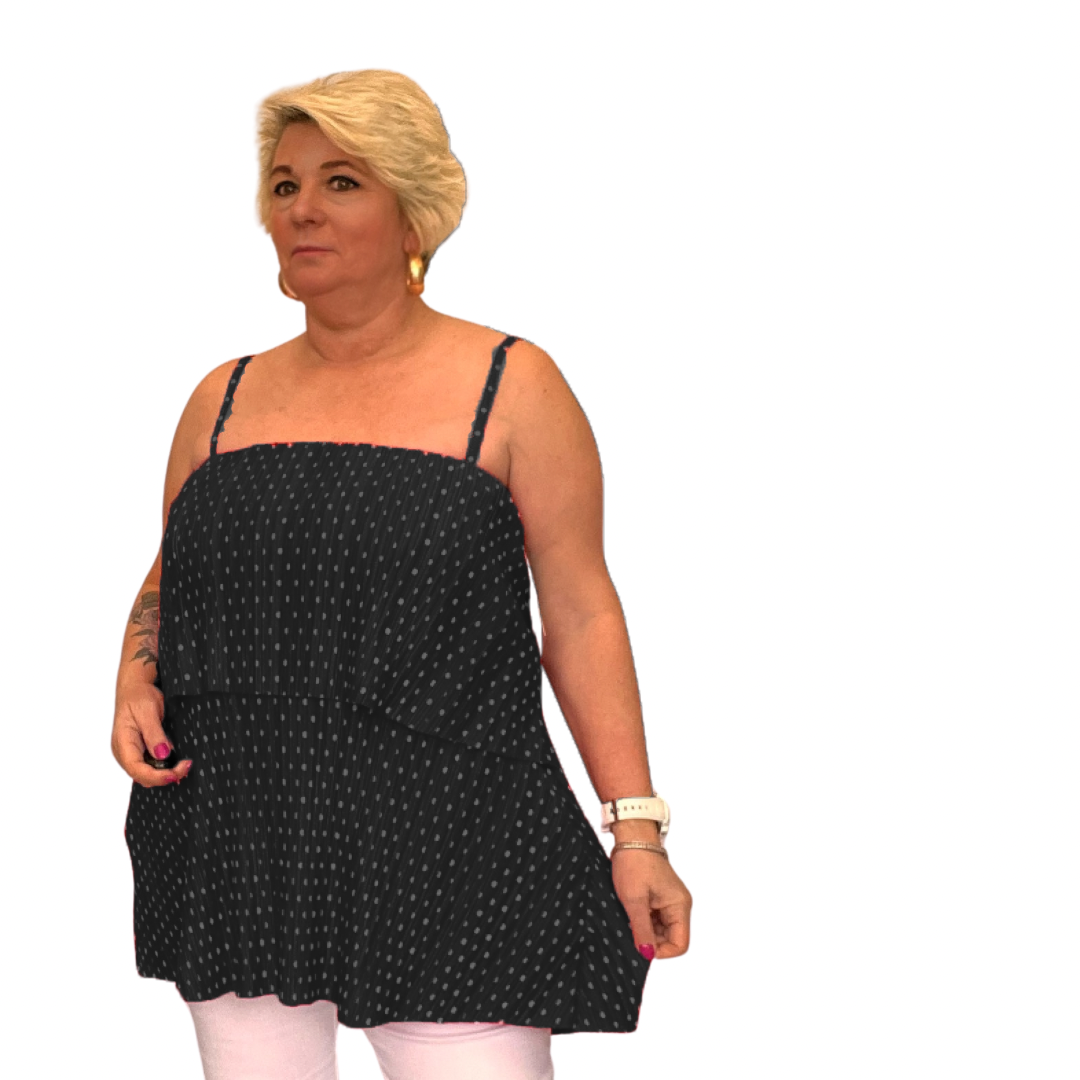 STRAPPY PLEATED LAYERED CAMI TOP BLOUSE