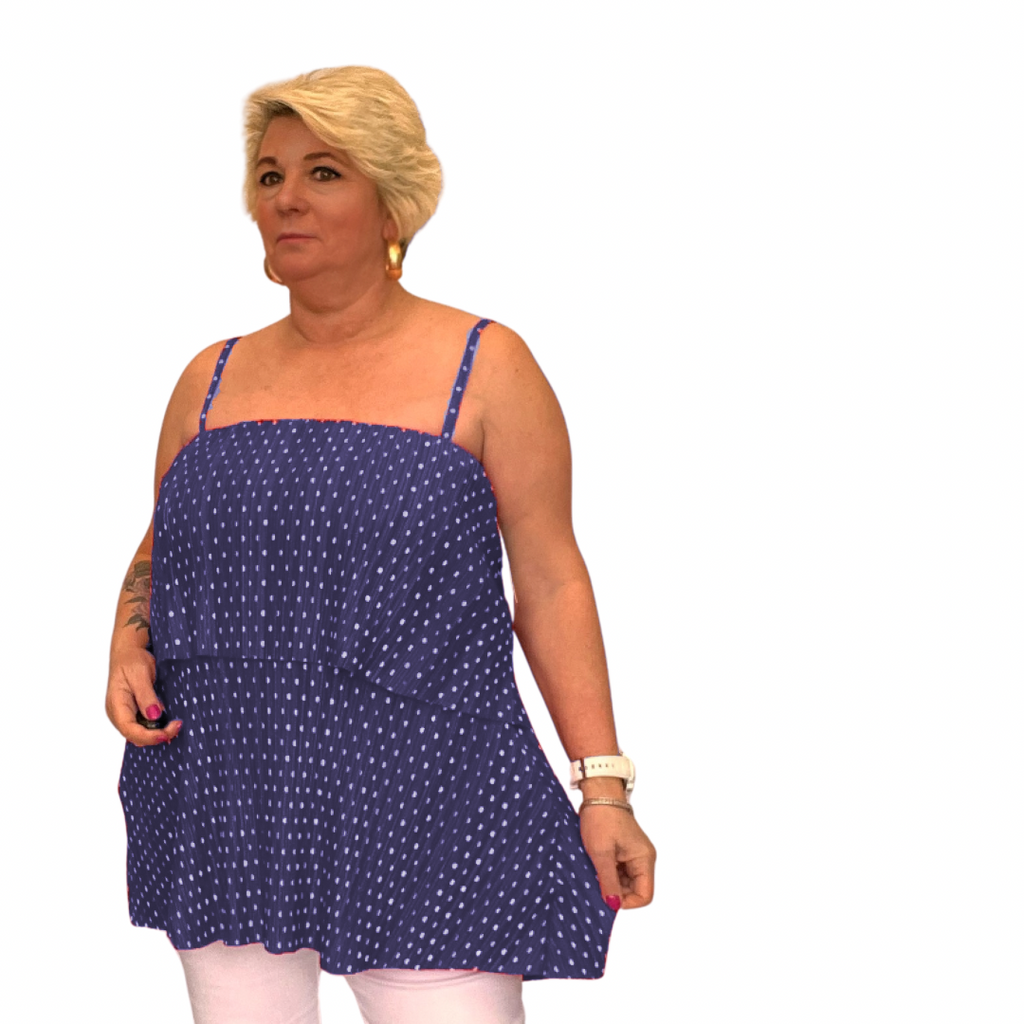 STRAPPY PLEATED LAYERED CAMI TOP BLOUSE